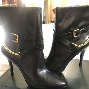 Black Leather Upper Booties.  NWOT.